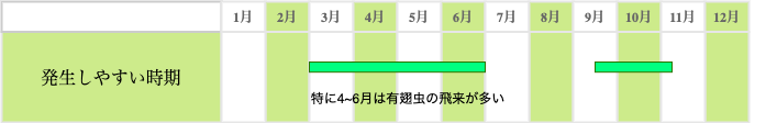 露地栽培のアブラムシの発生しやすい時期